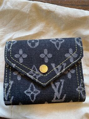 Louis Vuitton Black Monogram Denim Compact Wallet